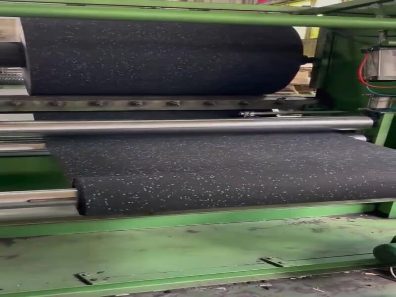 Installing rubber flooring with adhesive